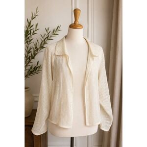 Zoran Italy Silk Blend Sheer Sequin Evening Cover up Jacket Wedding Guest